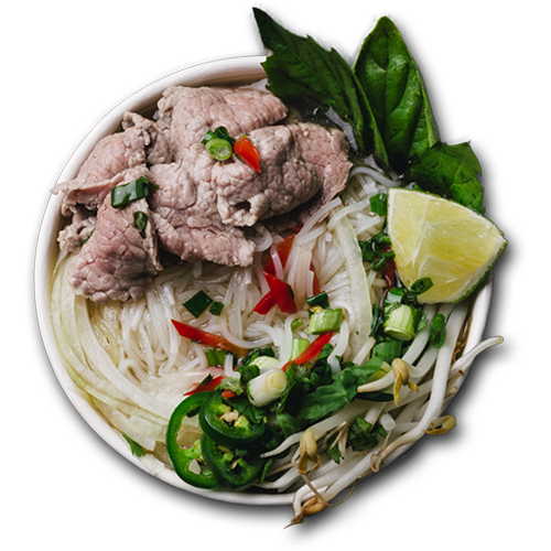 Fresh made pho noodles soup at Roll Play